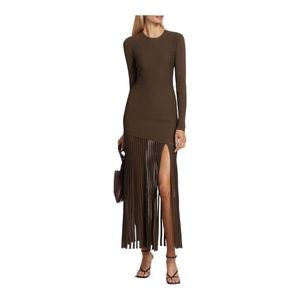 Sir. Sylvie Long Sleeve Brown Rib Knit Dress Size 2  NWD